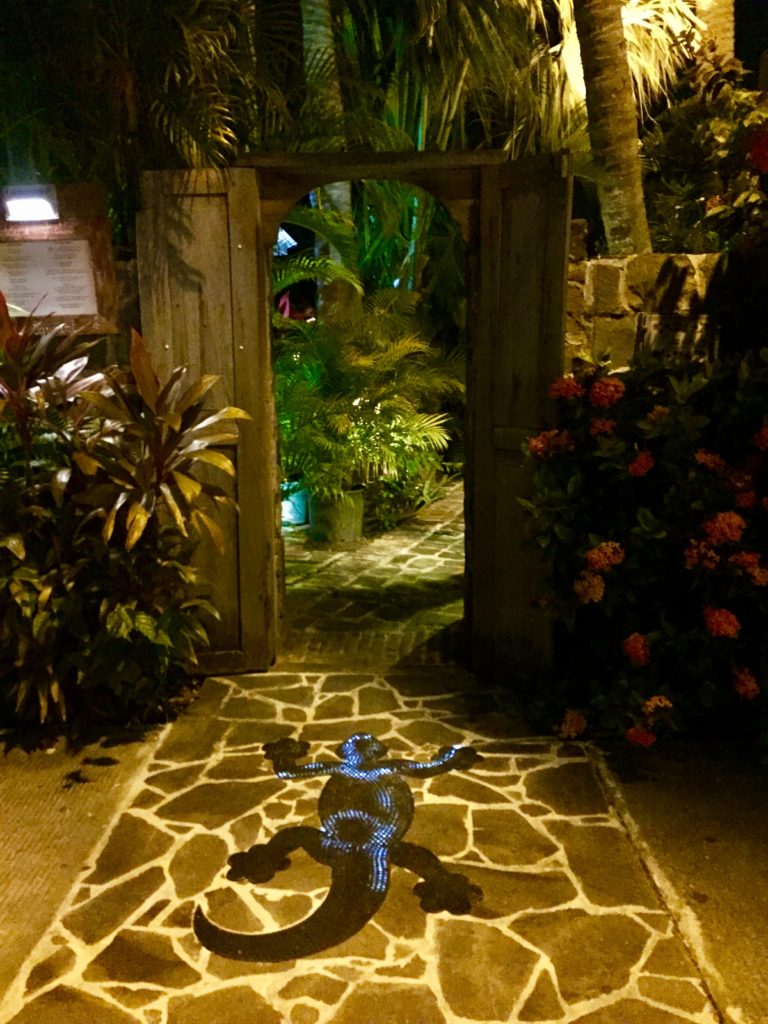 Eddy's_Restaurant_Gustavia_St Barth_French West Indies_Travel Guide
The hidden garden entrance of Eddy's Ghetto restaurant in Gustavia St. Barth featuring the signature light-up lizard.