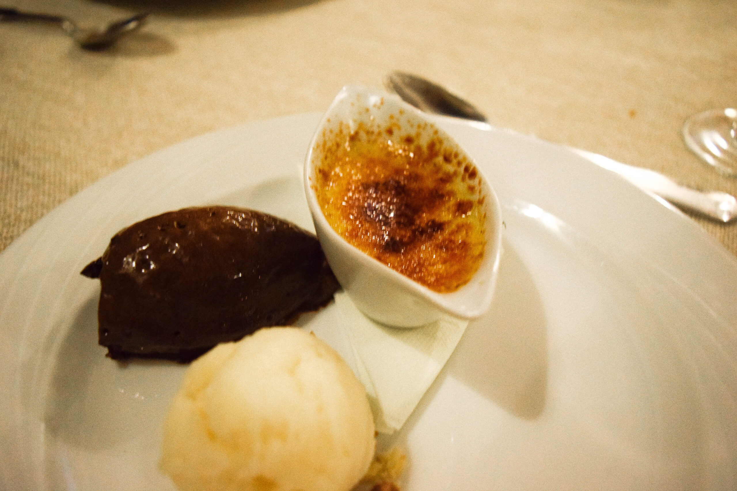 Where to Eat Fes_Fez_Morocco_Dar Roumana_Best of Morocco_restaurant_travel guide_dessert_creme brulee with chocolate ice cream