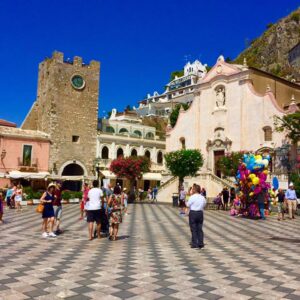 Cities in Sicily- Taormina Piazza IX Aprile place sicilia italy sicily travel guide SVADORE 3