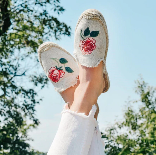 Rose Canvas Espadrilles Mules