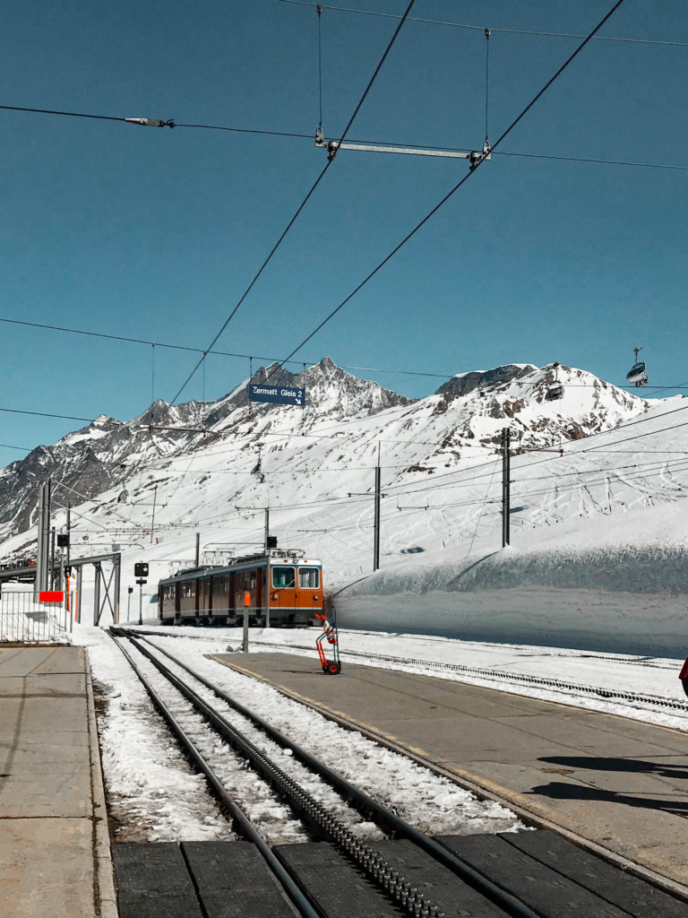 Skiing the Swiss Alps from Italy to Switzerland with ski itineraries matterhorn cervinia zermatt train