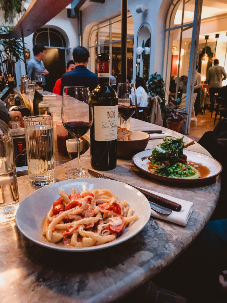 Where to Eat and Drink in Paris: Grands Boulevards Hotel restaurant the shell cocktail bar the shed rooftop bar terrace svadore travel blog pates du jour pasta of the day