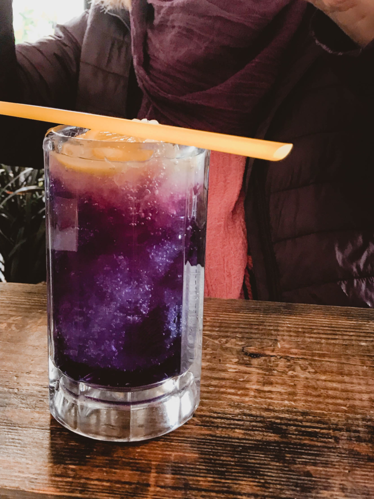 Scenes from my Queens, NY Food Tour inspired by AFAR thai food khao nom dessert purple lemonade butterfly pea