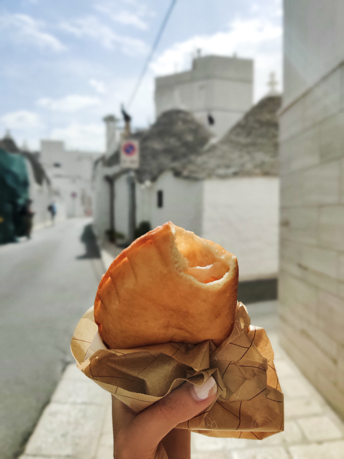 A Stop in Alberobello, Puglia panzerotti panificio casa del pane recchia maria A Stop in Alberobello, Puglia