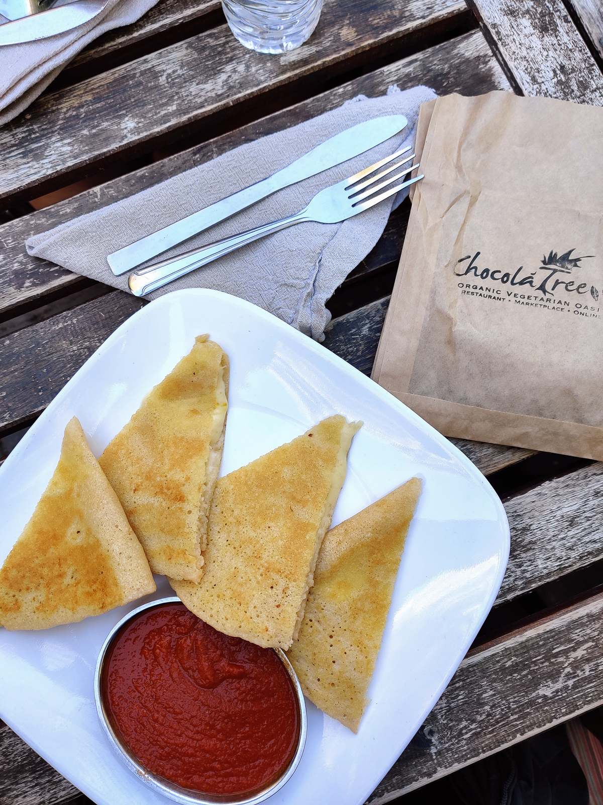 Why You Should Eat At Chocolatree in Sedona garden sanctuary vegan food Why You Should Eat At Chocolatree in Sedona garden sanctuary vegan food quesadilla