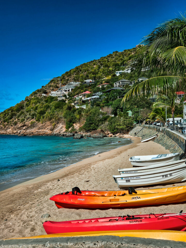 The quiet beach in Corossol St Barth, home to Nyama restaurant