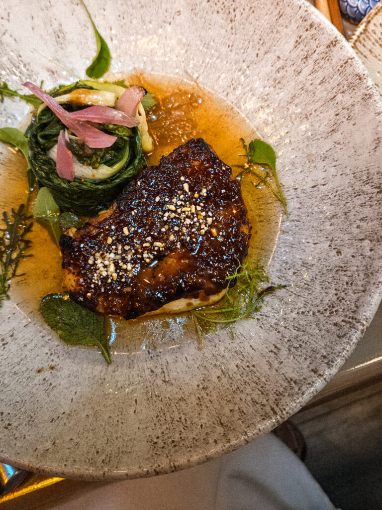 Chilean Sea Bass with sweet and sour sauce at Nyama Corossol