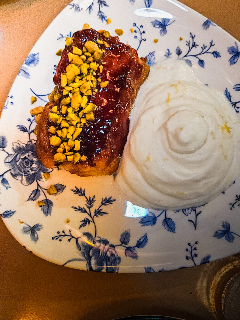 Pain Perdu French toast dessert at a top-rated restaurant in Corossol