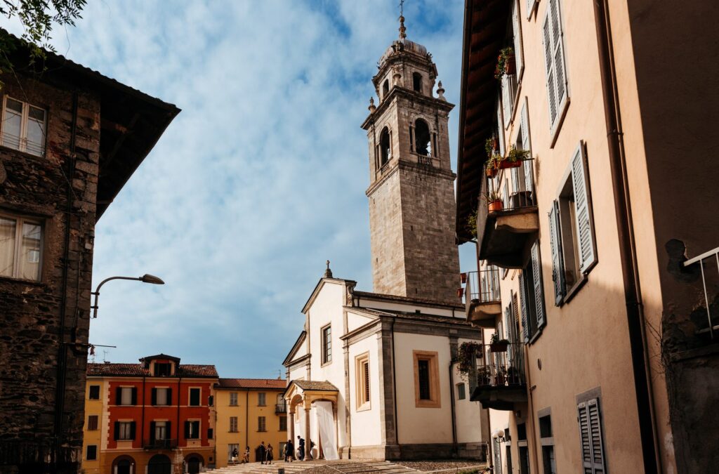 The historic Church of San Leonardo overlooking the water in Pallanza village